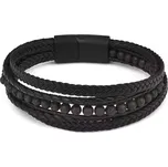 B-TOP Pánský vícevrstvý kožený náramek s lávovými korálky