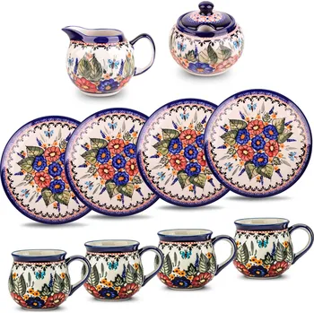 Talíř Kávový servis pro 4 osoby (10 el.) Bolesławiec - dec. 149 ART.