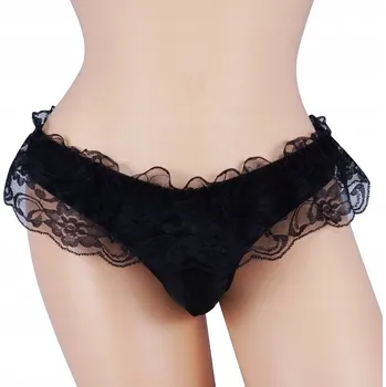 Dámské spodní prádlo B184 Sexy pánská tanga s krajkou - M