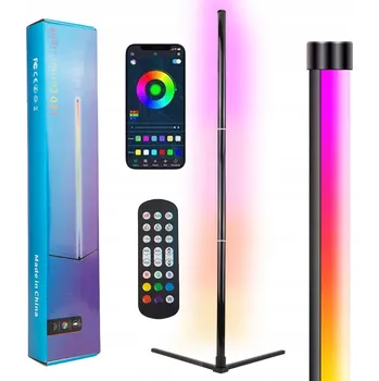 Stojací lampa Stojací lampa černá moderní 122 cm s dálkovým ovládáním LED RGB