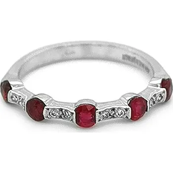 Prsten Zlatý Prsten s Rubíny a Diamanty 2010575