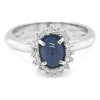 Prsten Zlatý Prsten se Safírem a Diamanty 2010693