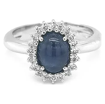 Prsten Zlatý Prsten se Safírem a Diamanty 2010700