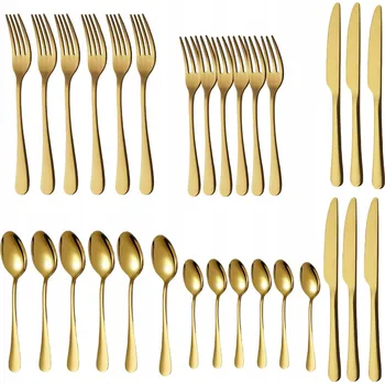 Příbor SADA PŘÍBORŮ PRO 6 OSOB NEREZOVÁ OCEL VHODNÉ DO MYČKY ZLATÉ