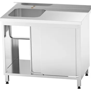 Nerezový dřez Nerezový dřez vlevo se skříňkou lisovaný, posuvné dveře 120x60x85cm, (dřez 50x40x30cm)