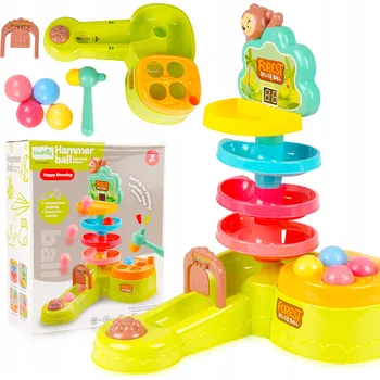 Hračka pro nejmenší HRAČKA INTERAKTIVNÍ VZDĚLÁVACÍ HRA S KLADÍVKEM, ZABIJÁK, KLADIVO, MÍČKY, BALÓNKY