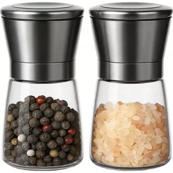 Stolování Ruční skleněné mlýnky na koření – sada 2 kusy