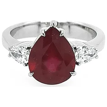 Prsten Zlatý Prsten s Rubínem a Diamanty KBS0259