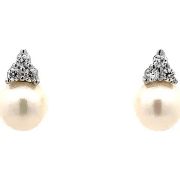 Náušnice Peckové Náušnice s Perlou z Bílého Zlata 7122760