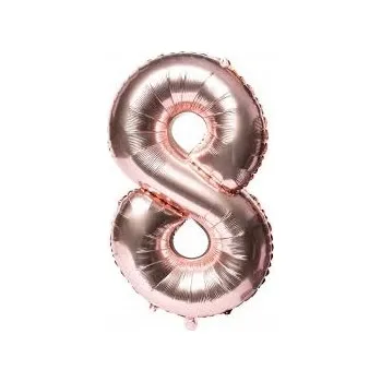 Balónek Foliový balónek Číslice Růžové zlato 8 Narozeniny Party