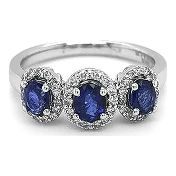 Prsten Zlatý Prsten se Safíry a Diamanty 2010414