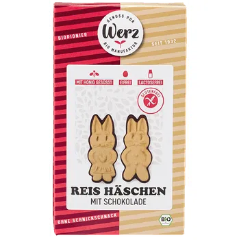 Werz Rýžové sušenky s čokoládou zajíčci 125 g bio