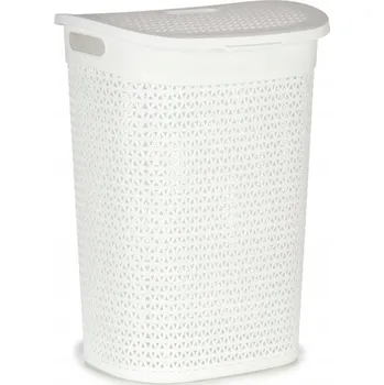 Koš na prádlo BÍLÝ KOŠ NA PRÁDLO S VÍKEM DO KOUPELNY 60 l NÁDOBA NA ŠPINAVÉ PRÁDLO