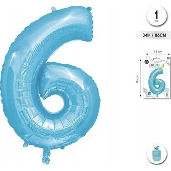 Balónek Fóliový balónek modrý číslice 6 34''/86cm