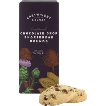 Cartwright & Butler Chocolate Drop Shortbread Rounds Máslové sušenky s kousky čokolády, 200 g