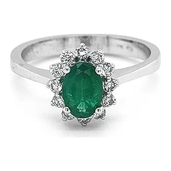 Prsten Zlatý Prsten se Smaragdem a Diamanty 2010572