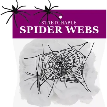Umělá halloweenská pavučina + 2 pavouci