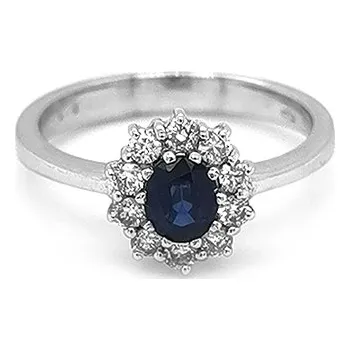 Prsten Zlatý Prsten se Safírem a Diamanty 2010595