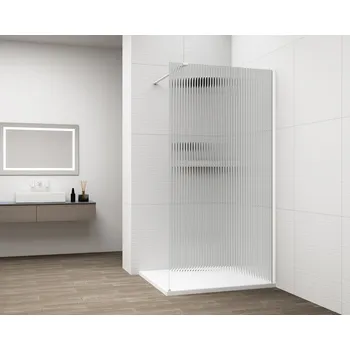 POLYSAN ESCA WHITE MATT jednodílná sprchová zástěna k instalaci ke stěně, sklo Flute, 900 mm (ES1390-03)