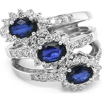 Prsten Zlatý Prsten se Safíry a Diamanty 2010628