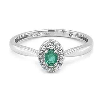 Prsten Smaragdový prsten s diamanty z bílého zlata 2011361