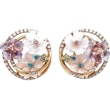 Náušnice Zlaté Náušnice Polodrahokamy a Diamanty 2020786