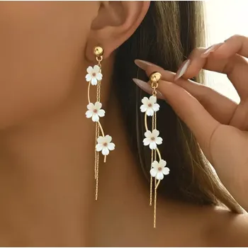 Souprava šperků Luxusní květinové náušnice s jemnými řetízky (Dlouhé náušnice )