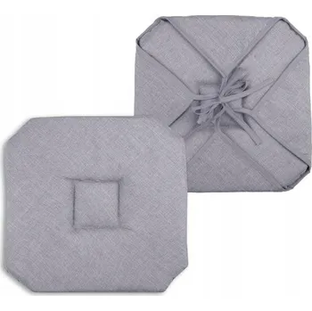 Podsedák Polštář na židli BEA 40x40 cm Šedý prošívaný S vázáním na sedák Ozdoba