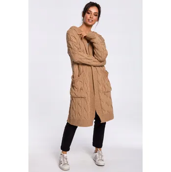 Dámské oblečení DÁMSKÝ SVETR KARDIGAN TEPLÝ STYLOVÝ HNĚDÝ 40/42 L/XL