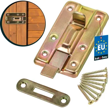 Dveřní kování Dveřní zámek šroub plochý ohýbaný zlatý 80 mm