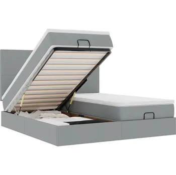 Postel VidaXL Rám postele Otomana s matracemi, šedá, 160 x 200 cm, látka
