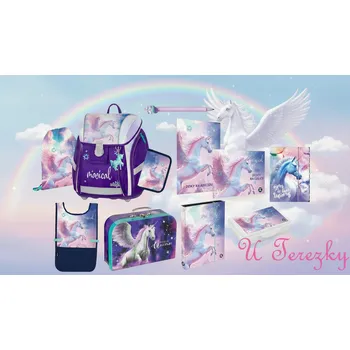 Školní batoh Oxybag Školní set 11ks PREMIUM LIGHT Pegas sada batoh, penál a doplňky Jednorožec Unicorn 0-75826/011