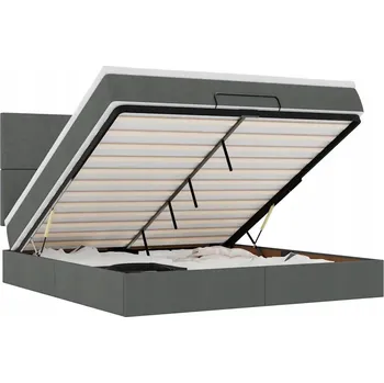 Postel VidaXL Rám postele Otomana s matrací, šedá, 160 x 200 cm, látka