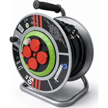 Napájecí kabel Prodlužovací Kabel na bubnu Black 50 m, 4 ks, šedý