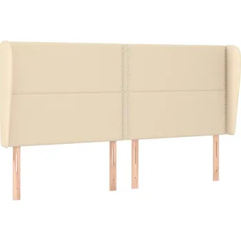 Čelo postele s ušima, krémové, 183x23x118/128 cm, látka
