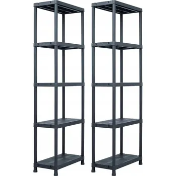 Dílenský regál Skladové regály, 2 ks, černé, nosnost 125 kg, 60x30x