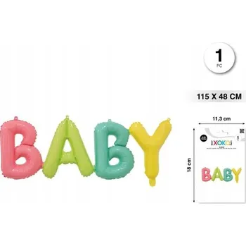 Balónek Fóliový balónek vícebarevný nápis BABY 1 Ks 45x18''/115x48cm