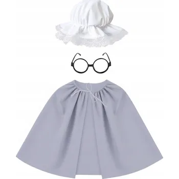 Karnevalový kostým KOSTÝM BABUNKA KOSTÝM BABIČKA BRÝLE PŘEVLEK DEN BABIČEK 98-110 3ks