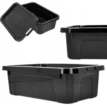 Úložný box Organizér plastová nádoba krabička 4,5 l černý lesk s víkem box