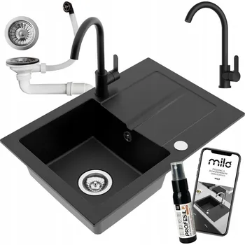Granitový dřez Jednokomorový granitový dřez Milo First černý