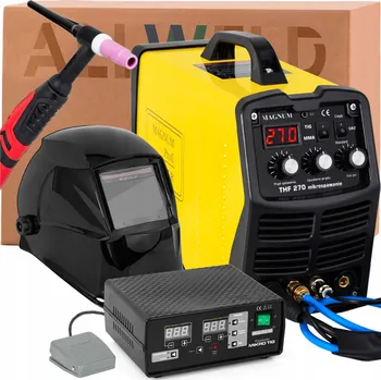 Svářečka SADA SVAŘOVACÍHO STROJE MAGNUM THF 270 MIKRO TIG 230V SVÁŘEČSKÁ KUKLA, HOŘÁK, PŘÍSLUŠENSTVÍ