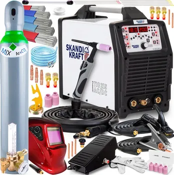 Svářečka Svářečka TIG AC DC SKANDI KRAFT 215 MMA 230V 200A IGBT PULS hliník + pedál