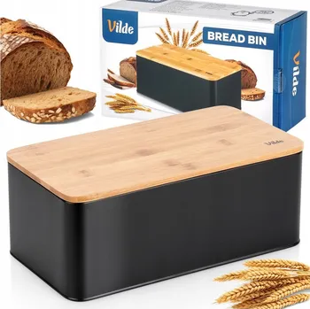 chlebník Chlebník s prkénkem Vilde hnědý, černý kov