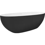 CERANO - Volně stojící vana z litého mramoru Antonia - černá matná/bílá matná - 170x75cm