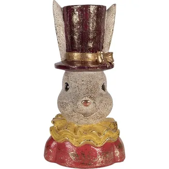 Dekorativní busta králičí dáma v klobouku se zlatou patinou - 16*13*29 cm