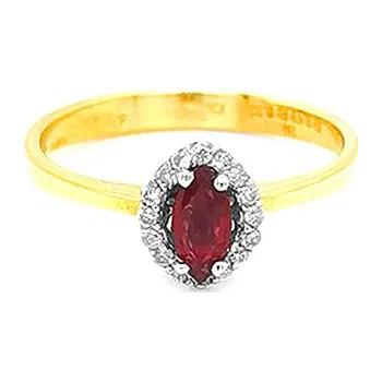 Prsten Zlatý Prsten s Rubínem a Diamanty 2010637