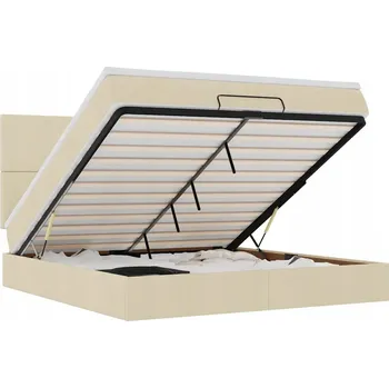Postel VidaXL Rám postele Otomana s matrací, krémová barva, 160 x 200 cm, látka