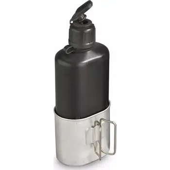 Kempingové nádobí Polní láhev Švýcarsko M84 s pitítkem (Originální polní komplet na pití, model 84, používaný Švýcarskou armádou.)