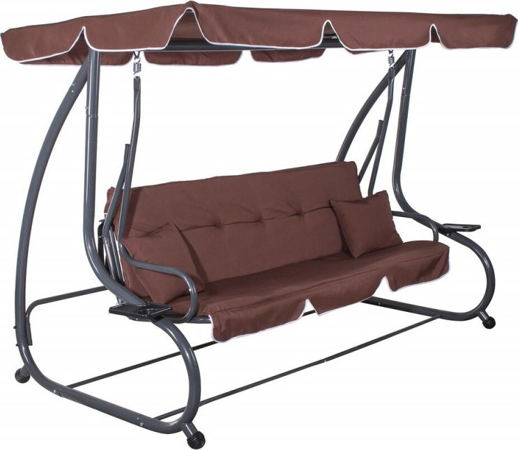 Zahradní houpačka 4-místná, hnědá SPRINGOS FLORIDA