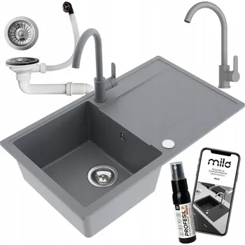 Granitový dřez Jednokomorový granitový dřez Milo Puro šedý
